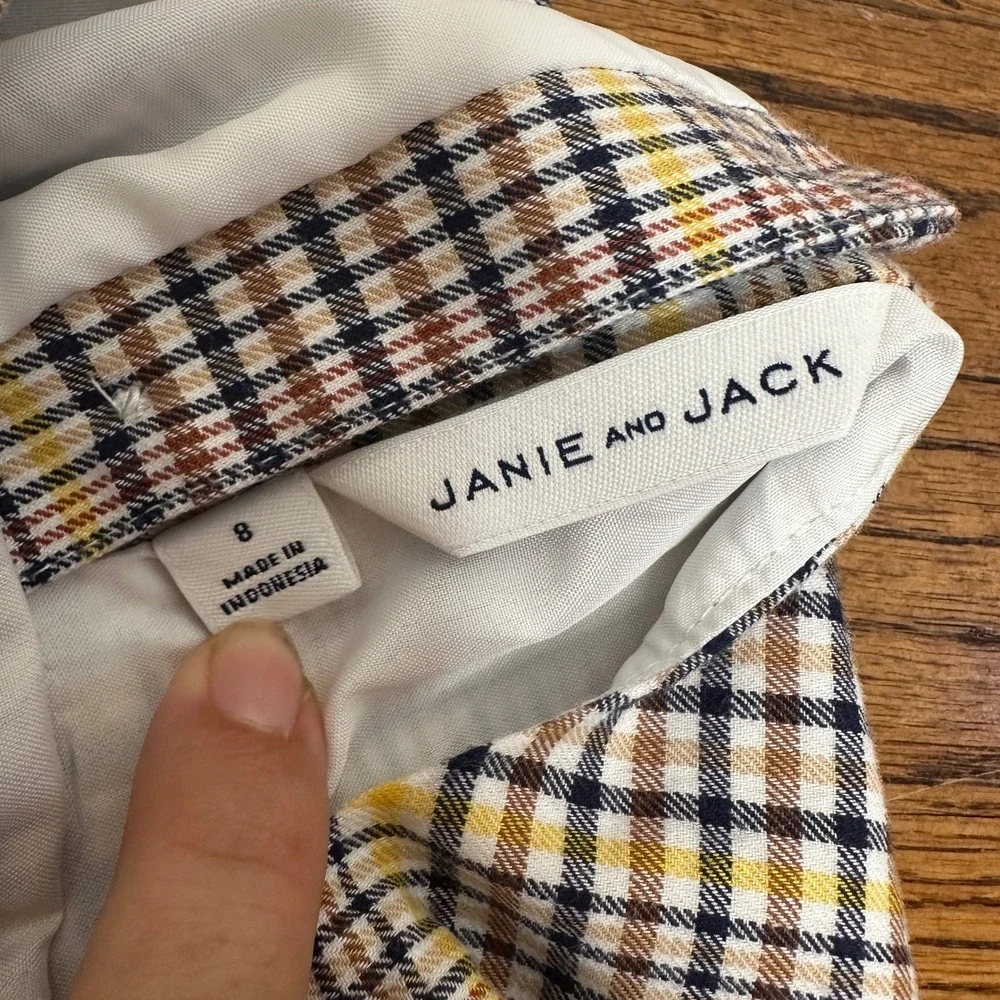 Janie and Jack Girls Size 8 Plaid Ruffle Sleeveless Dress Preppy Classic Fall